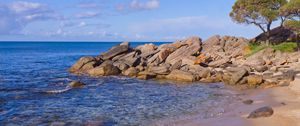 Preview wallpaper beach, sea, stones, landscape, nature