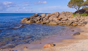 Preview wallpaper beach, sea, stones, landscape, nature