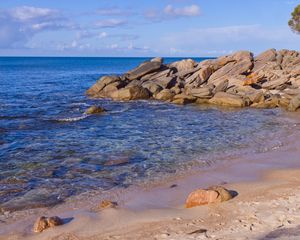 Preview wallpaper beach, sea, stones, landscape, nature