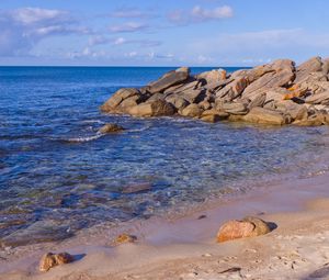 Preview wallpaper beach, sea, stones, landscape, nature