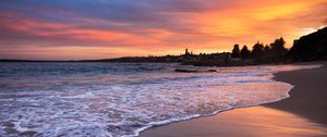 Preview wallpaper beach, sea, stones, sunset