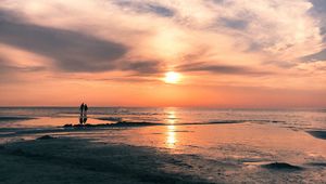 Preview wallpaper beach, sea, sun, sunset, water, sand