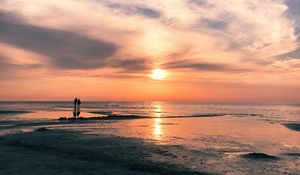 Preview wallpaper beach, sea, sun, sunset, water, sand
