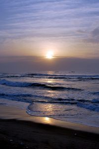 Preview wallpaper beach, sea, sun, clouds, twilight, summer
