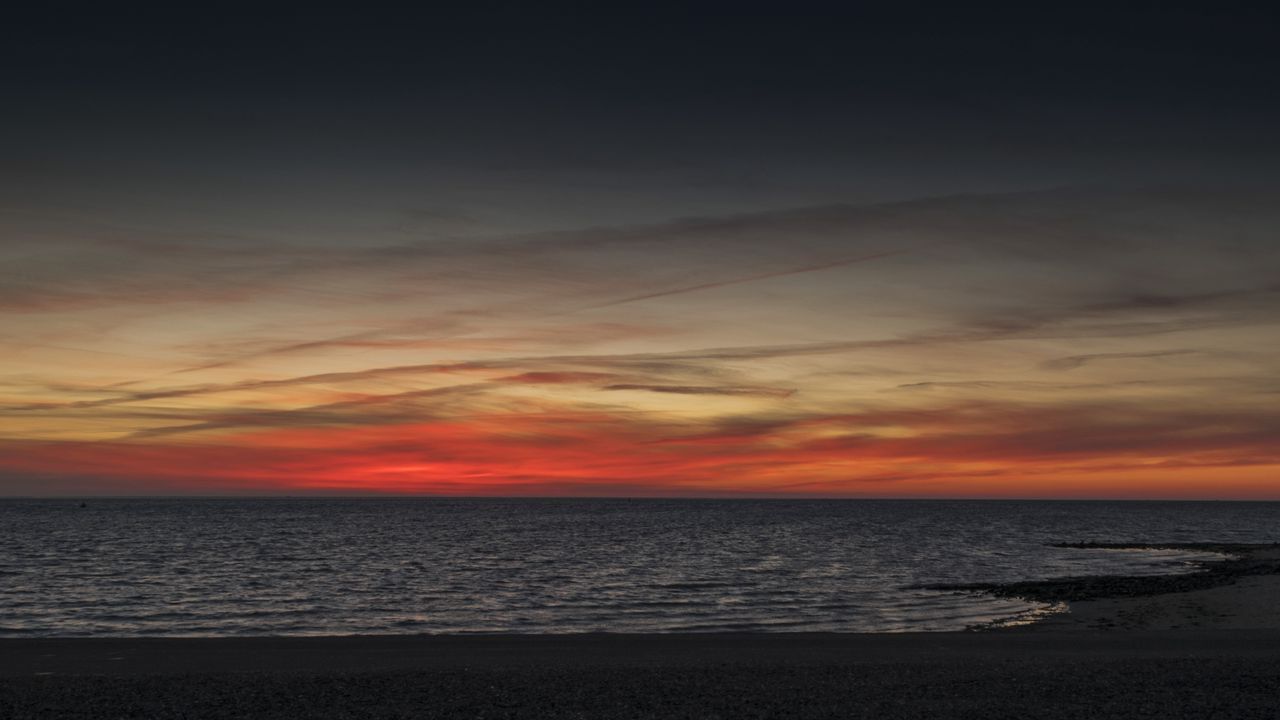 Wallpaper beach, sea, sunset, dark