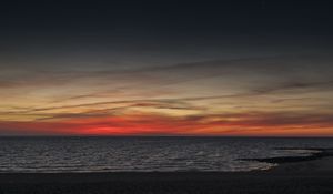 Preview wallpaper beach, sea, sunset, dark