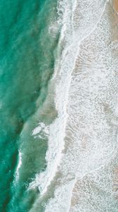 Preview wallpaper beach, sea, water, waves, foam, aerial view