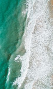 Preview wallpaper beach, sea, water, waves, foam, aerial view