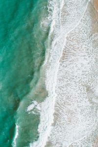 Preview wallpaper beach, sea, water, waves, foam, aerial view