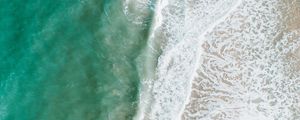 Preview wallpaper beach, sea, water, waves, foam, aerial view