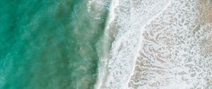 Preview wallpaper beach, sea, water, waves, foam, aerial view