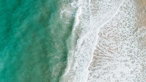 Preview wallpaper beach, sea, water, waves, foam, aerial view