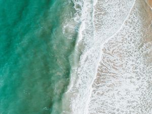 Preview wallpaper beach, sea, water, waves, foam, aerial view