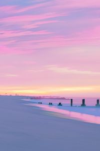 Preview wallpaper beach, sea, water, sunset, purple