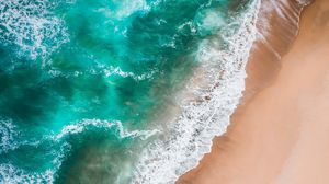 Preview wallpaper beach, sea, waves, aerial view