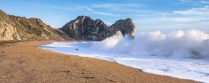 Preview wallpaper beach, sea, waves, rock, landscape