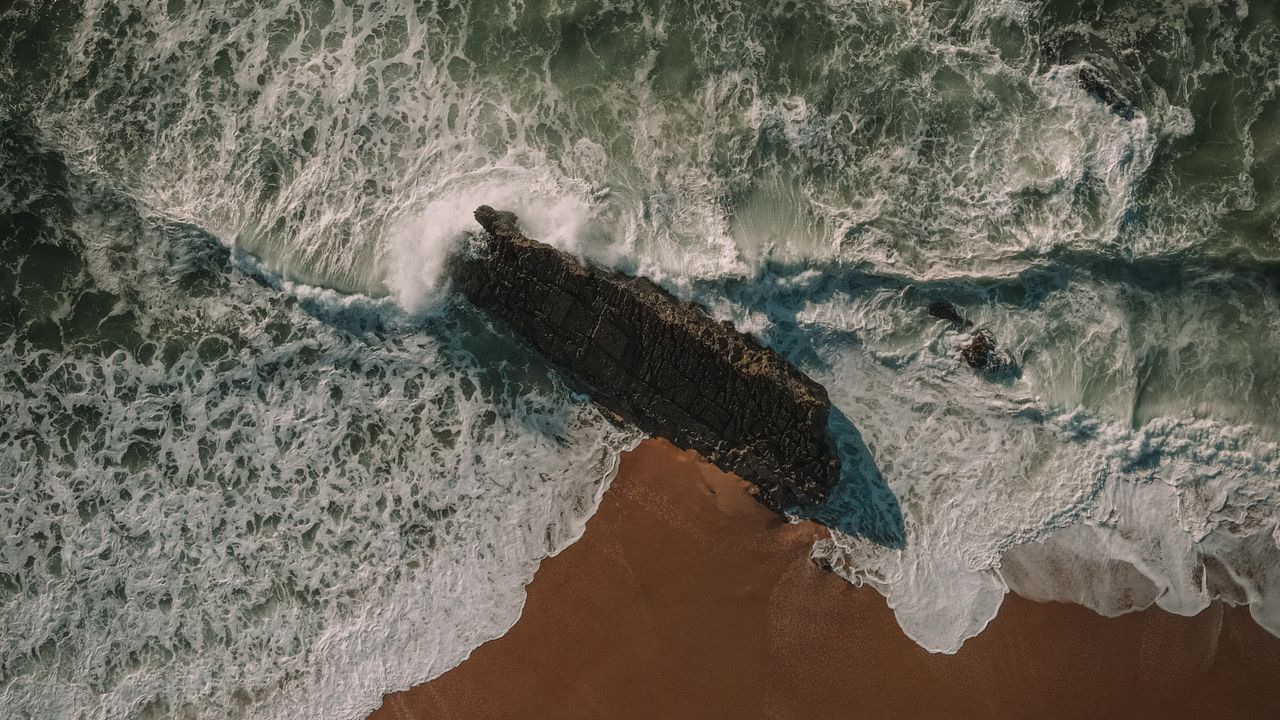 Wallpaper beach, sea, waves, water, aerial view