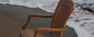 Preview wallpaper beach, sea, waves, chair, furniture, aesthetics