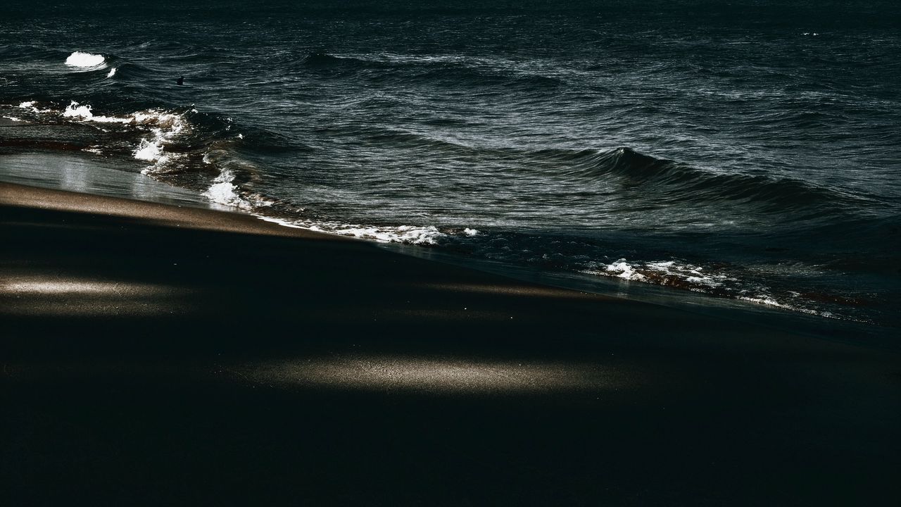 Wallpaper beach, sea, waves, landscape, dark