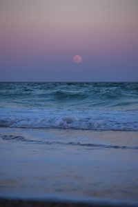Preview wallpaper beach, sea, waves, moon, twilight