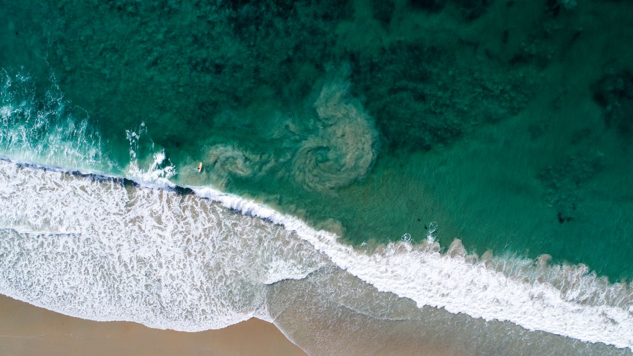 Wallpaper beach, sea, waves, water, summer, aerial view