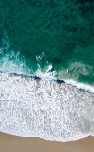 Preview wallpaper beach, sea, waves, water, summer, aerial view