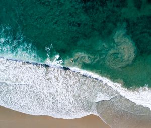 Preview wallpaper beach, sea, waves, water, summer, aerial view