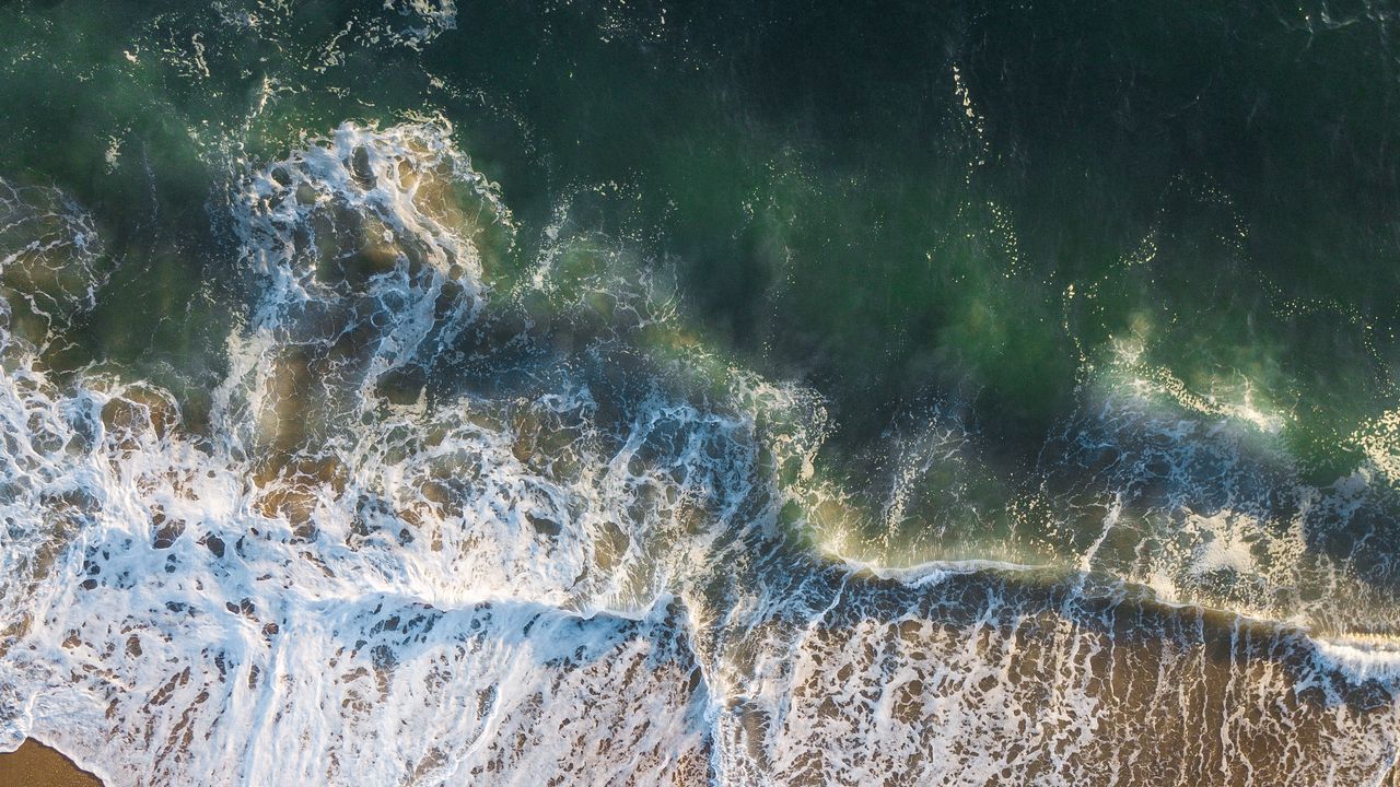 Wallpaper beach, sea, waves, summer, aerial view