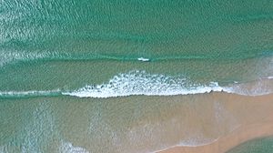 Preview wallpaper beach, sea, waves, water, aerial view, blue