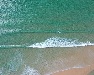 Preview wallpaper beach, sea, waves, water, aerial view, blue