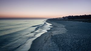 Preview wallpaper beach, sea, waves, twilight, landscape