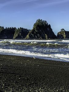 Preview wallpaper beach, sea, waves, rocks