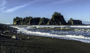 Preview wallpaper beach, sea, waves, rocks