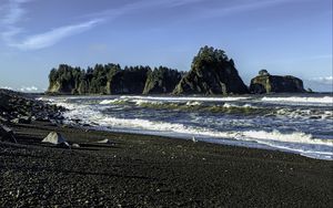 Preview wallpaper beach, sea, waves, rocks