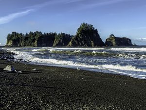 Preview wallpaper beach, sea, waves, rocks