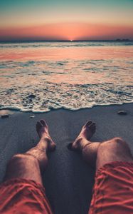 Preview wallpaper beach, shore, legs, rest