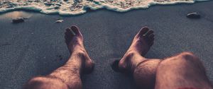 Preview wallpaper beach, shore, legs, rest