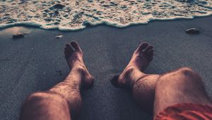 Preview wallpaper beach, shore, legs, rest