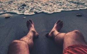 Preview wallpaper beach, shore, legs, rest