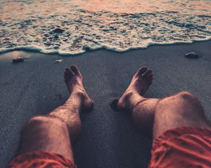 Preview wallpaper beach, shore, legs, rest