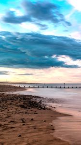 Preview wallpaper beach, shore, sea, water, horizon, landscape