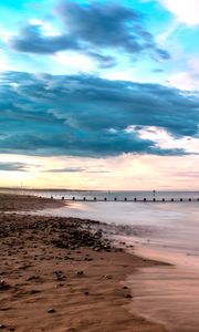 Preview wallpaper beach, shore, sea, water, horizon, landscape