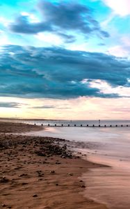 Preview wallpaper beach, shore, sea, water, horizon, landscape
