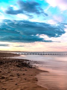 Preview wallpaper beach, shore, sea, water, horizon, landscape