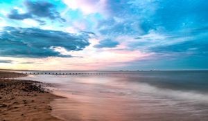Preview wallpaper beach, shore, sea, water, horizon, landscape