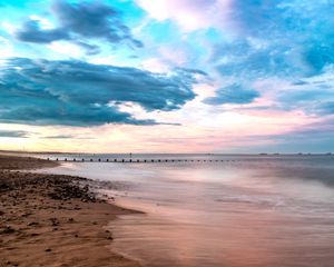 Preview wallpaper beach, shore, sea, water, horizon, landscape