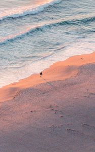 Preview wallpaper beach, silhouette, aerial view, sea, coast