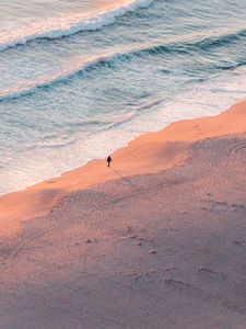 Preview wallpaper beach, silhouette, aerial view, sea, coast