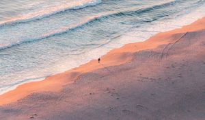 Preview wallpaper beach, silhouette, aerial view, sea, coast