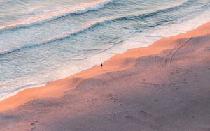 Preview wallpaper beach, silhouette, aerial view, sea, coast